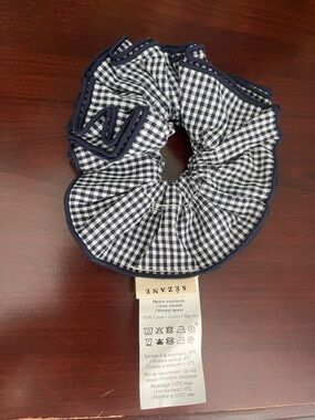 Navy Gingham Scrunchie